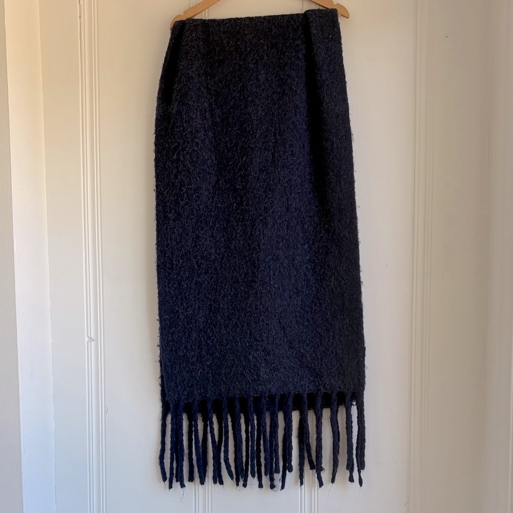 3/$15! Fringed Oversized Shawl Wrap Dark Blue